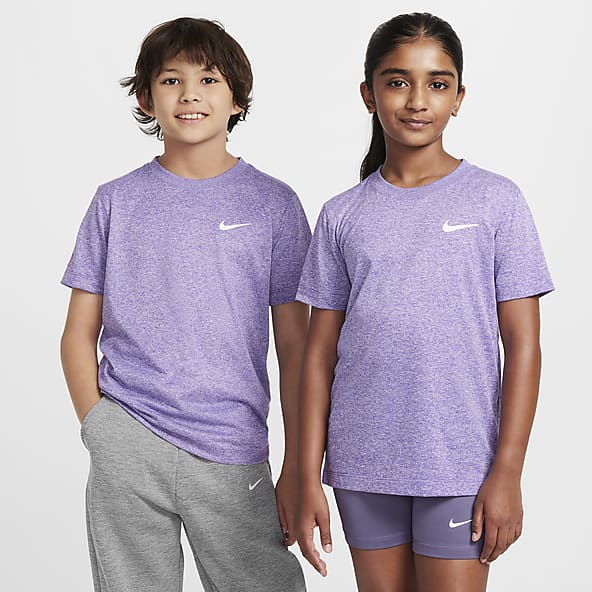 Girls Purple Training Gym Graphic T Shirts. Nike